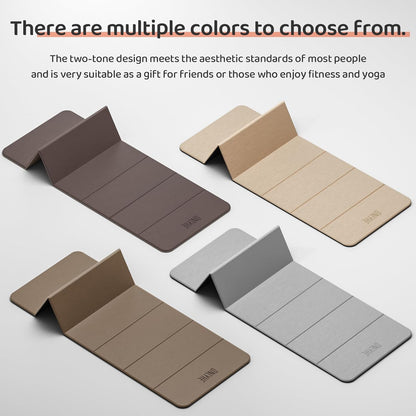 Foldable Yoga Mat Exercise Mat for Home Workout, Comfortable and Durable, 8mm Thick Portable Folding Mat, Non-Slip, Pilates Mat Thick, Outdoor Use, Meditation, Travel, Camping (71"x24" x 0.3") (Milk Coffee + Black) (Brown+Black)