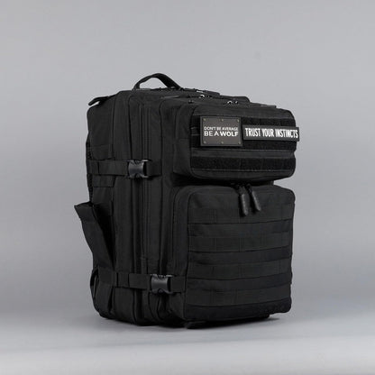 WOLFpak 35L Tactical Gym Backpack (Alpha Black) Durable 1000D Waterproof Oxford Material with MOLLE Webbing, Laptop Pocket & Dual Cup Holders, Durable Fitness/Travel/Military Daypack