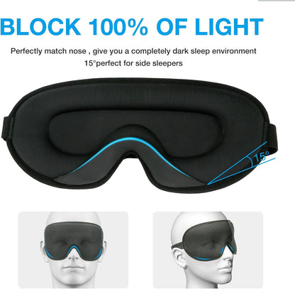 LYSIAN 3D Sleep Mask for Side Sleepers, Blackout Eye Mask with No Pressure on Eyes, Adjustable Comfortable Blindfold with 5 Pairs of Ear Plugs for Sleeping, Travel, Nap, Purple