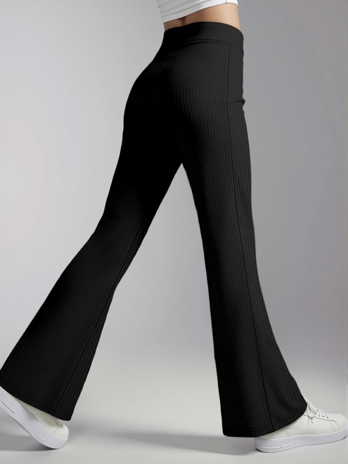 Leggings Women Clothing - Flare Yoga Pants Ribbed High Waist Stretchy Butt Lifting for Gym Casual