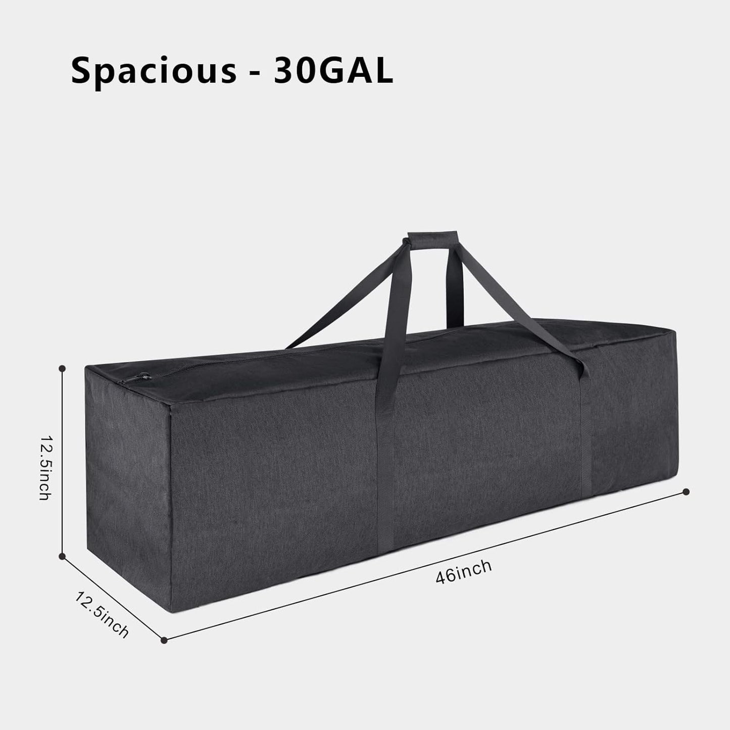 TOPDesign 1-Pack 46 Inch Extra Large Zippered Duffel Bag for Travel Camping Sports Equipment Storage, Waterproof Foldable Luggage Bag with Padded Handles (Black)
