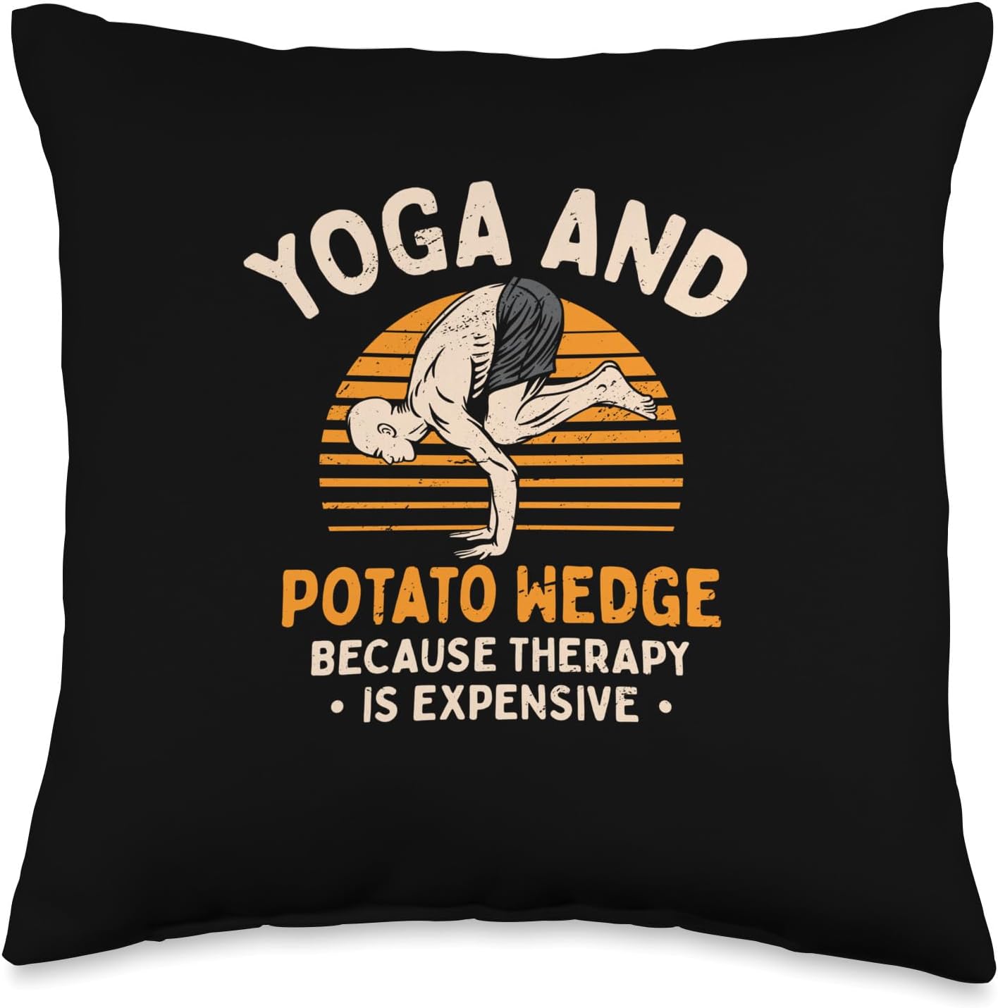 Exercise Potato Lover Pilates Favorite Food Yoga and Potato Wedge Therapy Fitness French Fries Health Throw Pillow, 18x18, Multicolor