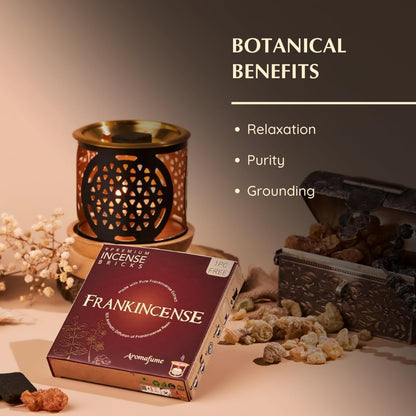 Frankincense Incense Bricks & Tree of Life Exotic Burner by Aromafume | 2 Trays x 9 Bricks | Boswellia Carterii & Boswellia Serrata Extract, Native to East Africa & India | Low-Smoke & Non-Toxic