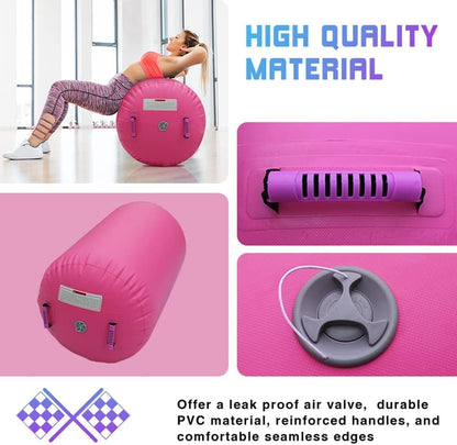 CZGBRO Gymnastics Barrel Air Roller with Pump, Inflatable Tumbling Equipment Air Mat Octagon Mat for Backhandspring Training Cheerleading Home Use