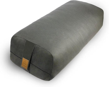 Yoga Bolster Pillow 26x10.5x5.5in Rectangular Meditation Cushion for Massage and Back Support, Breathable Cotton Fill, Zippered Organic Cotton Cover, Easy-Carry Handle, Machine Washable (Black)