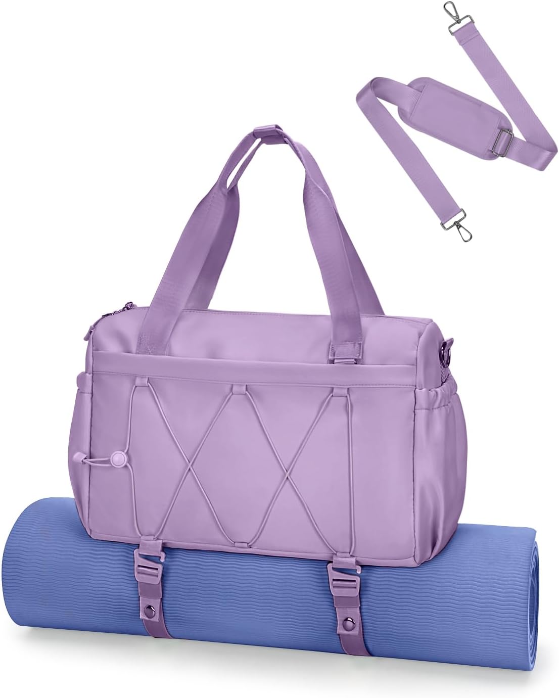 Small Gym Bag for Women with Yoga Mat Holder and Wet Compartment, Mini Gym Duffle Bag Yoga Bag with Water Bottle Pocket for Workout Travel, Green