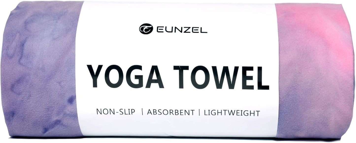 Eunzel Hot Yoga Towel Non Slip Yoga Mat Towel Non-Slip Sweat Absorbent Towel for Hot Yoga, Pilates and Workout 72" x 26.5", Blue