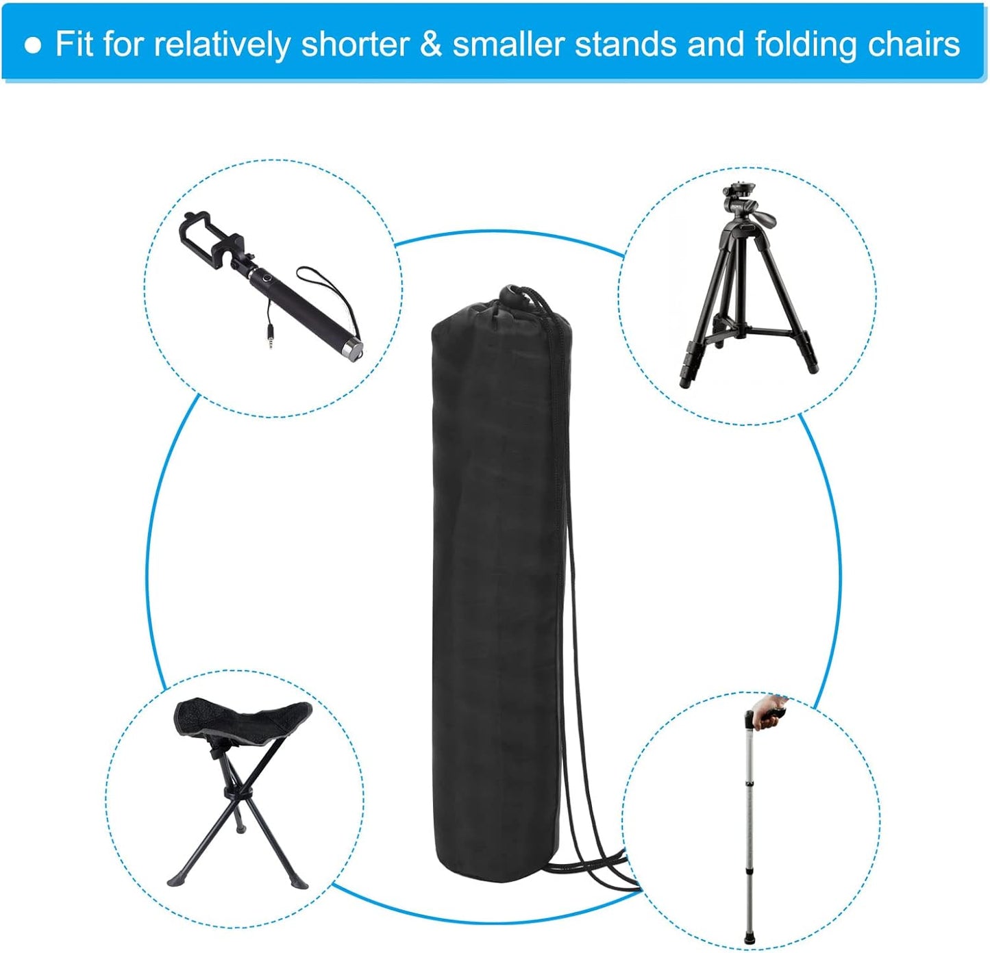 PATIKIL 20 Inch Ultra Mini Chair Replacement Bag, Nylon Foldable Tripod Carry Case Storage Bag with Shoulder Strap for Outdoor Travel, Black