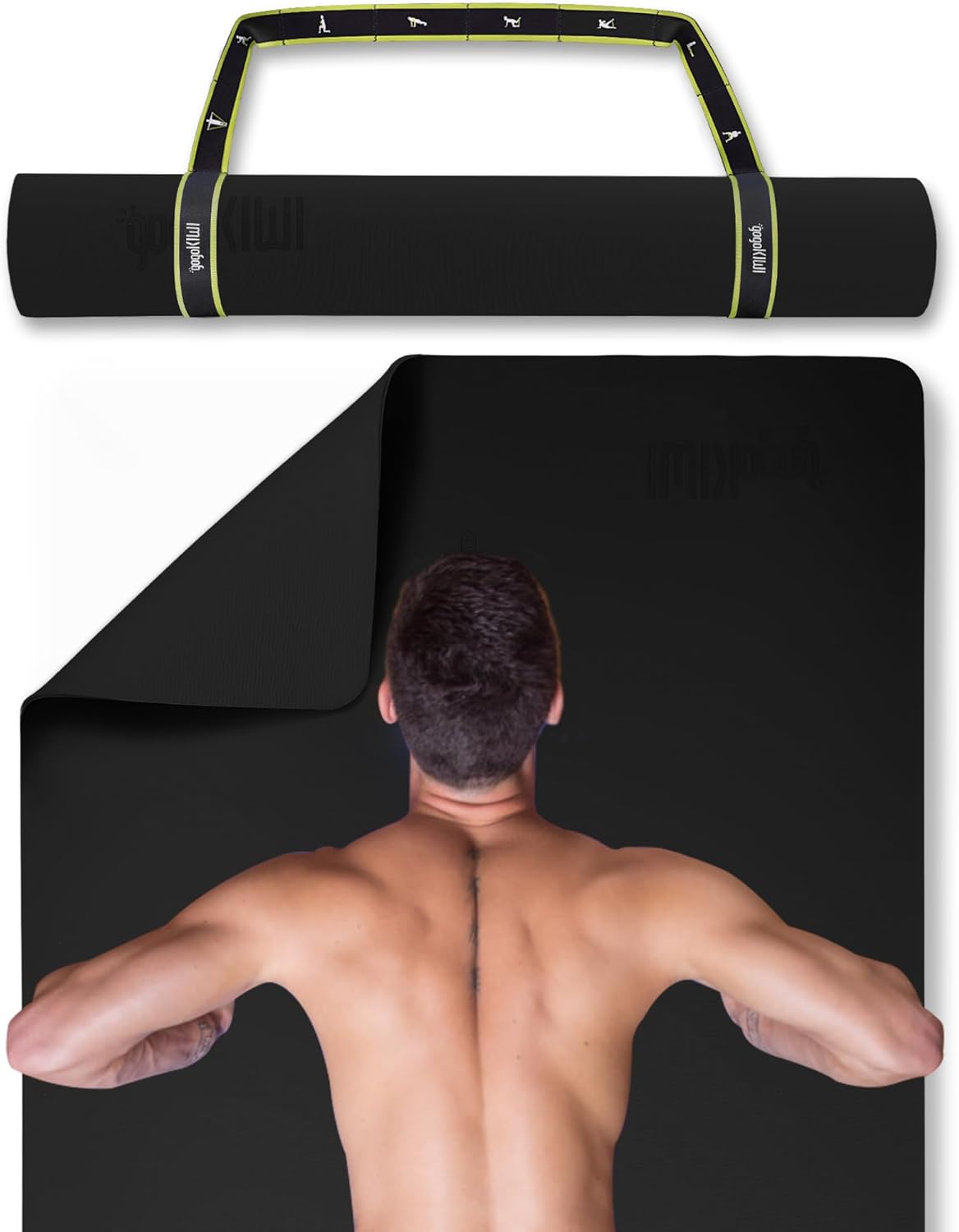 Gogokiwi Extra Wide Yoga Mat for Men Women (72"L x 36"W) Non Slip Fitness & Exercise Mat with Alignment Marks for Yoga, Pilates, Floor Workouts