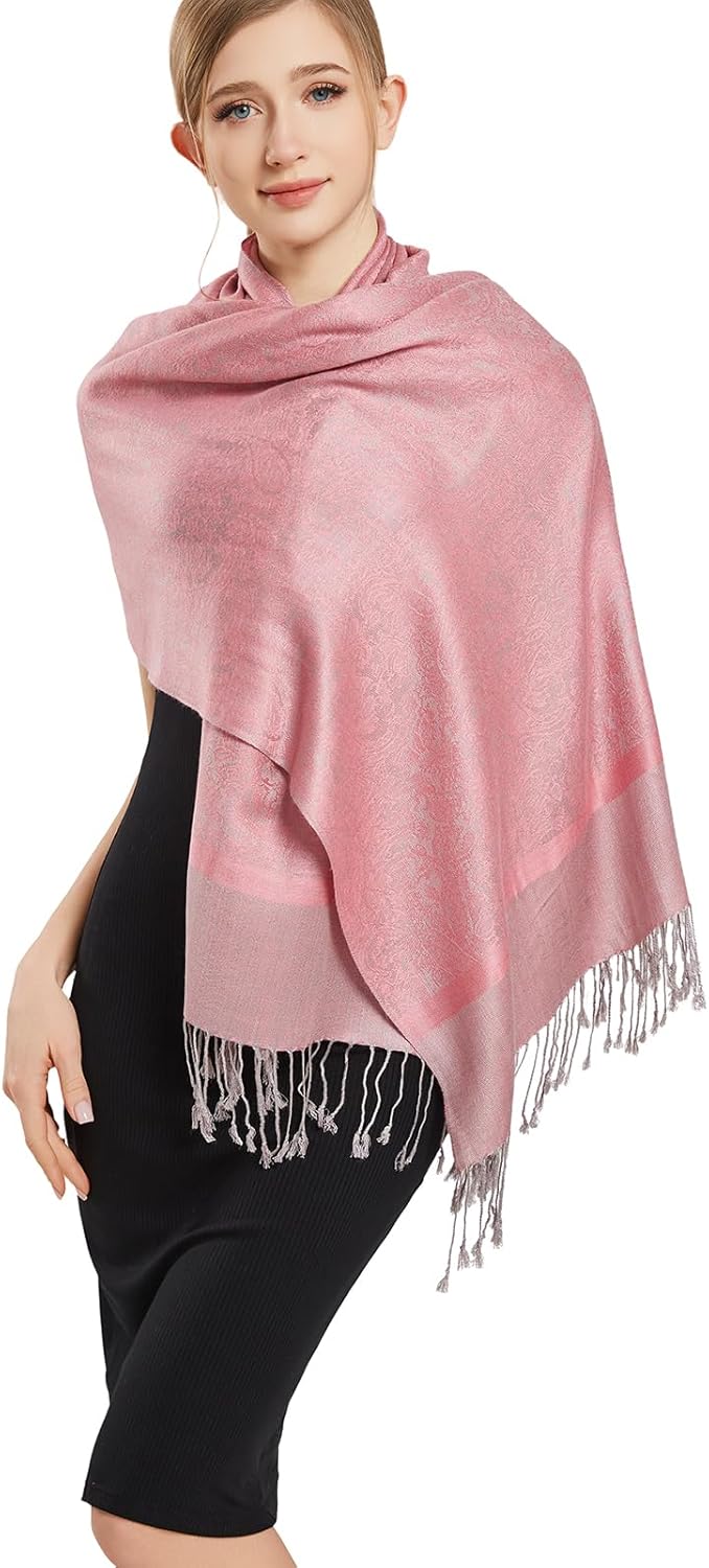 vimate Silky Paisley Pashmina Shawl Scarf-Women's Soft Double-side Jacquard Pashminas Wrap for Evening Dress Travel Shawl