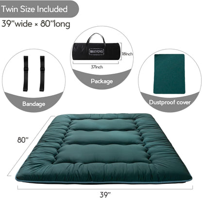 MAXYOYO Bohemian Retro Mattress Boho Floral Japanese Futon Mattress Tatami Floor Mat Foldable Portable Camping, Sleeping Pad, Lounger Couch Bed Full Size