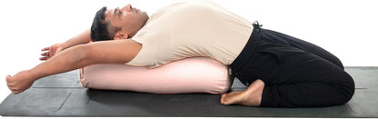 Yogikuti Iyengar Yoga Bolster Pillow – 100% Cotton Cylindrical Bolster for Restorative Yoga & Meditation – Firm & Durable Support Cushion with Washable Cover for Alignment & Comfort (White)