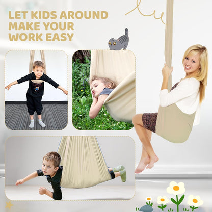 Aokitec Therapy Swing for Kids with Special Needs (Hardware Included) Snuggle Swing Cuddle Hammock Indoor Adjustable Aerial Yoga for Children with Autism, ADHD, Asperger, Sensory Integration