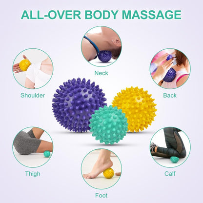 URAQT Spiky Massage Ball Set, 2 Pack Physical Therapy Massage Balls, Hard Lacrosse Ball & Spiky Massage Ball for Myofascial Release and Trigger Point Deep Tissue Massage (Red)
