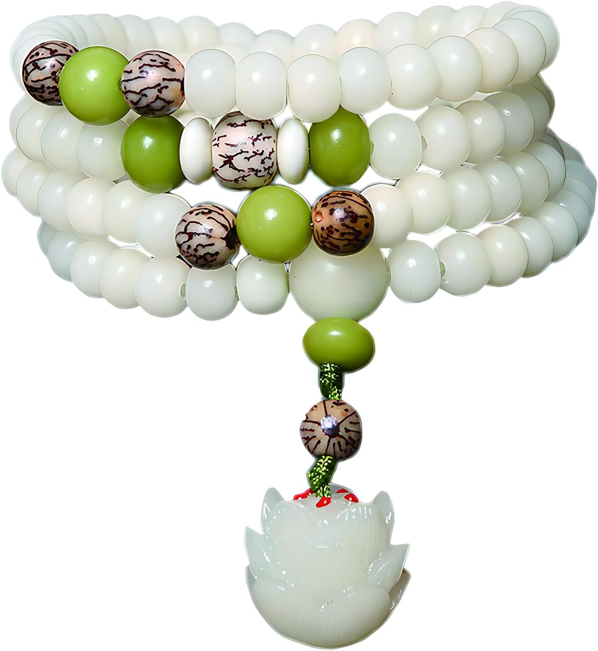 Mala Bead Strand Bracelet, 108 Buddhist Prayer Beads Yoga Meditation Green Malachite Beads Necklace Women man