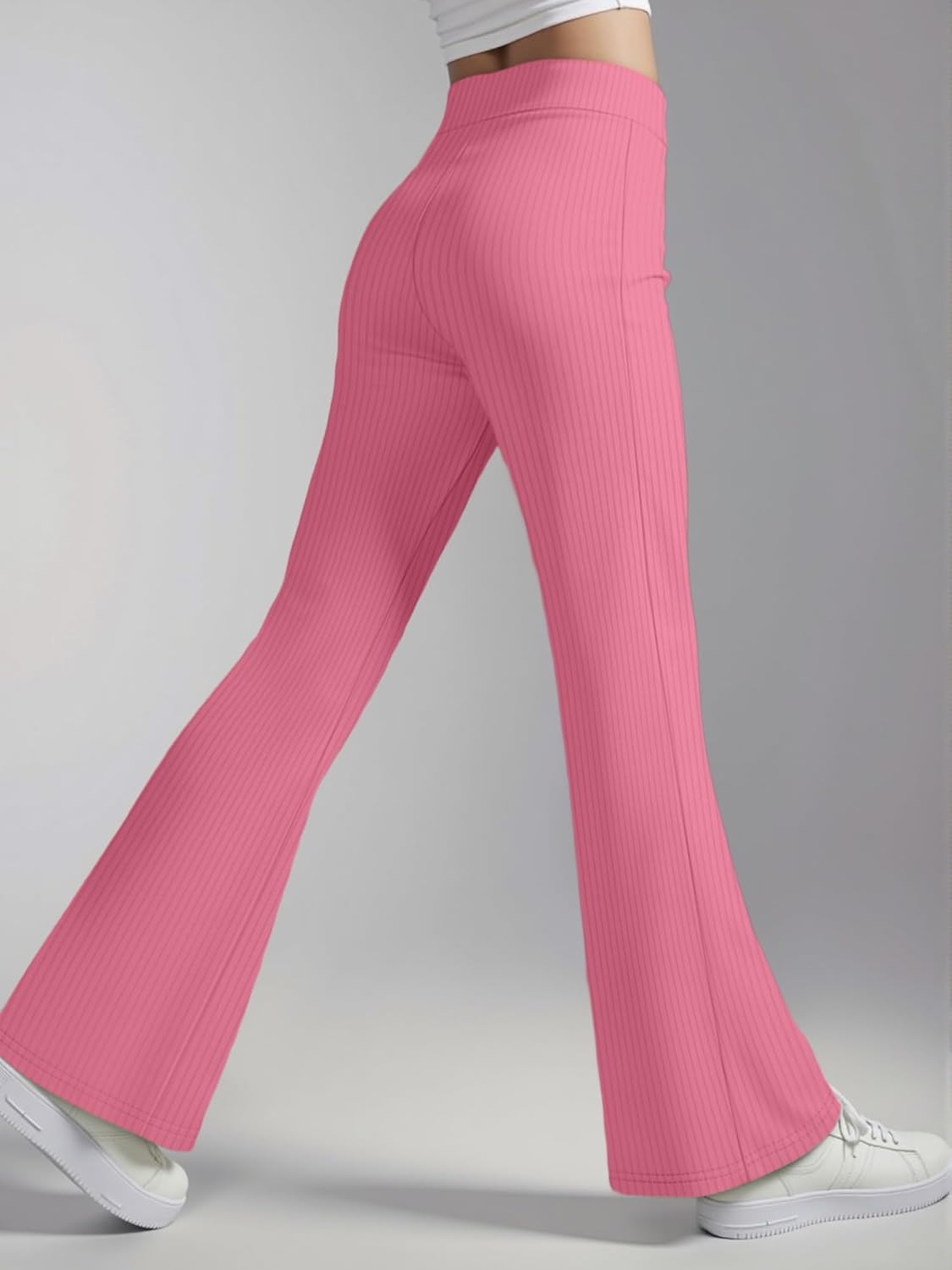 Leggings Women Clothing - Flare Yoga Pants Ribbed High Waist Stretchy Butt Lifting for Gym Casual