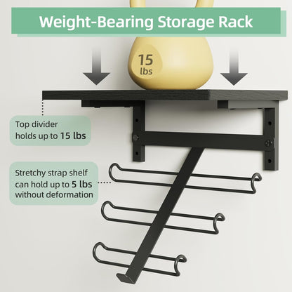 TJ.MOREE 2 Tier Floating Shelf Compatible with Tonal Accessories, T-Bracket Lock Adapters Hanger, Wall Mount Home Gym Storage Rack for Fitness Equipment