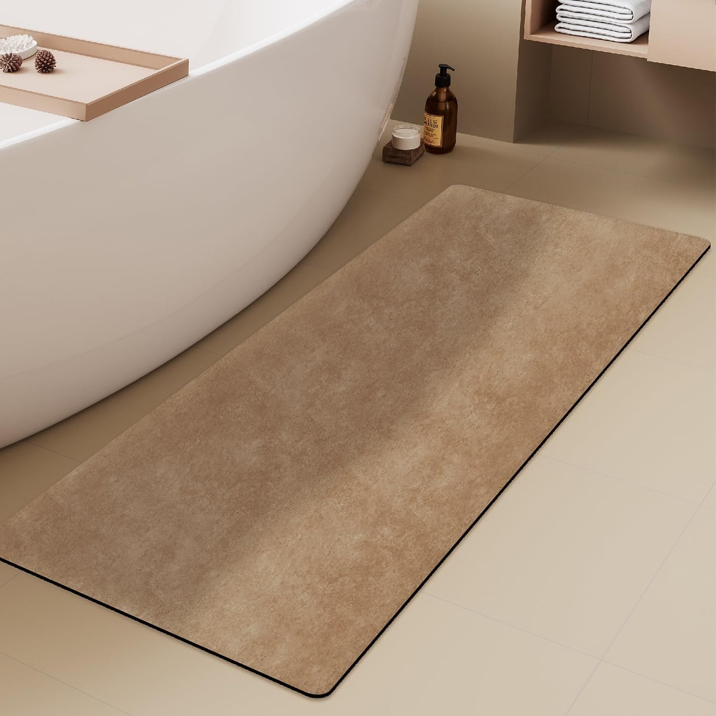 TYUU Bath Mat, Bathroom Rugs Non Slip Washable Thin Absorbent Quick Dry Bath Mat Fits Under Door Bathroom Floor Mat Perfect for Bath, Shower, or Sink 24"x36" Dark Grey