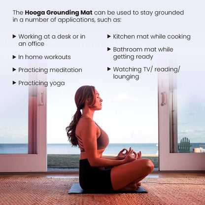 hooga Grounding Mat for Feet, Desk & Floor | Sleep, Stress Relief & Muscle Relaxation | 24"x16" Conductive Carbon Pad | 15 Ft Cord | Non-Slip Rubber Backing | Indoor Grounding Mat