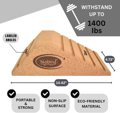 2025 NEW LARGER and Improved quality ECO-Friendly HIGHEST DENSITY Cork Squat Wedge Block Heel Calf Raise Platform NON-SLIP Slant Board Ramp Fitness Workouts Yoga Weightlifting exercise BAND 3 PIECES