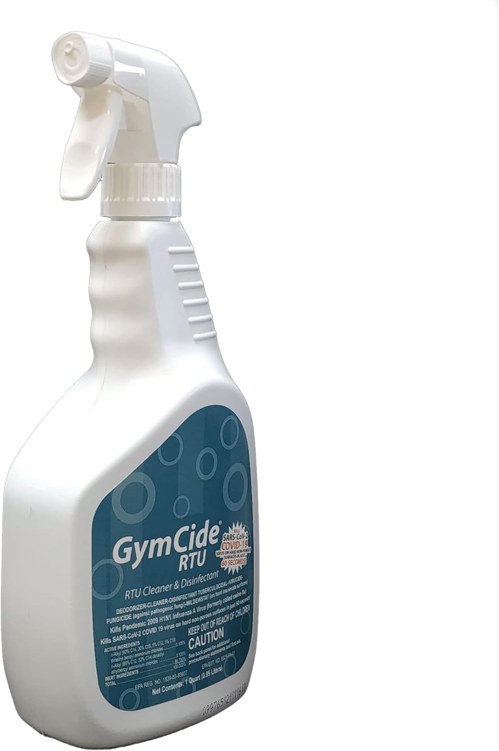 GymCide Disinfectant & Cleaner For Sports, Gyms, and Fitness Equipment, EPA Registered, Quart (1)