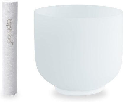 TOPFUND F Note Crystal Singing Bowl 10 inch Heart Chakra with Heavy Duty Carrying Case and Suede Mallet