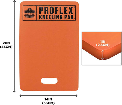 Ergodyne ProFlex 375 Kneeling Pad, Foam Knee Cushion, Water Resistant Kneeling Mat, 8" x 18" x 1,Orange, Compact