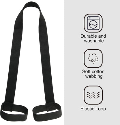 Cosmos Yoga Pilates Mat Strap - Looped Sling/Harness/Carrier Strap with Stretching Band Loops for Pilates, Exercises & Aerobics Mat Carrying - Soft & Durable Cotton, Black