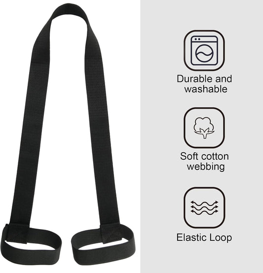 Cosmos Yoga Pilates Mat Strap - Looped Sling/Harness/Carrier Strap with Stretching Band Loops for Pilates, Exercises & Aerobics Mat Carrying - Soft & Durable Cotton, Black