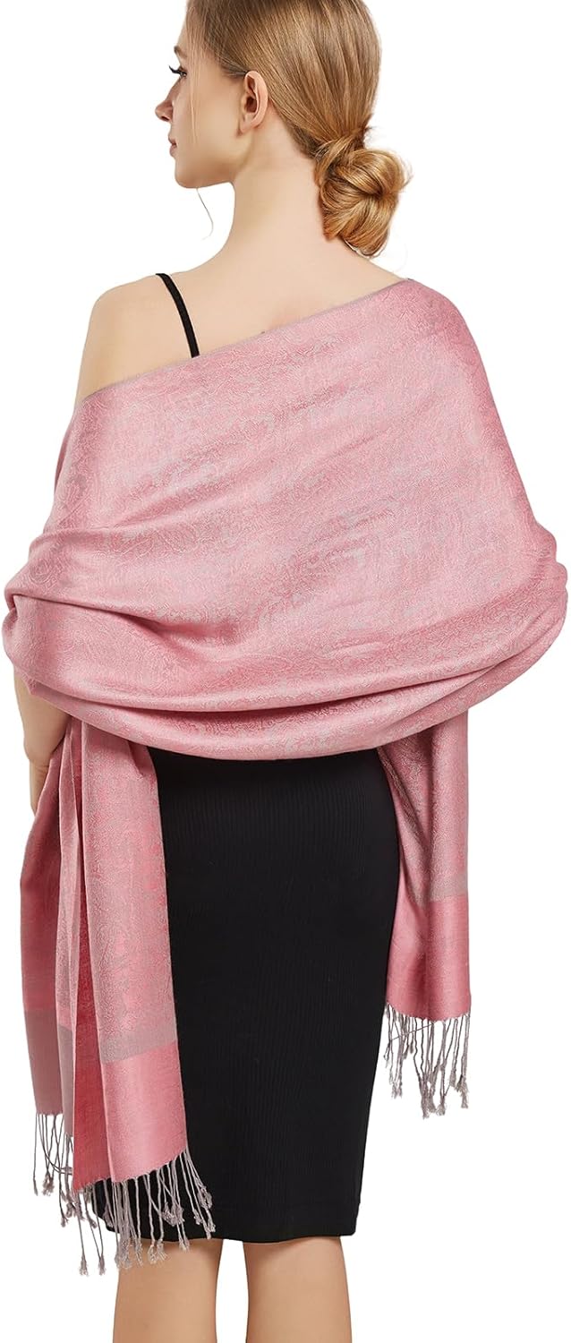 vimate Silky Paisley Pashmina Shawl Scarf-Women's Soft Double-side Jacquard Pashminas Wrap for Evening Dress Travel Shawl