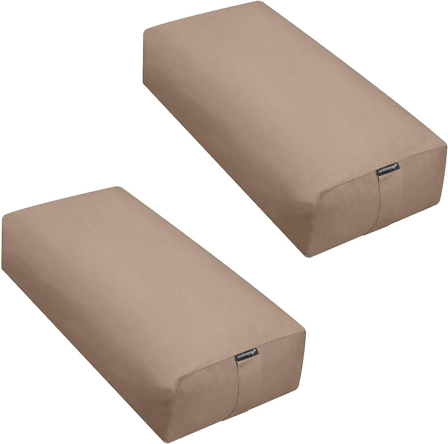 Extra Firm Large Yoga Bolster, 24" x 12" x 6" Cinched OR Zippered Yoga Pillow, Rectangular Cotton Cushion With Removable Cover for Studios, 1 Pack or 2 Pack