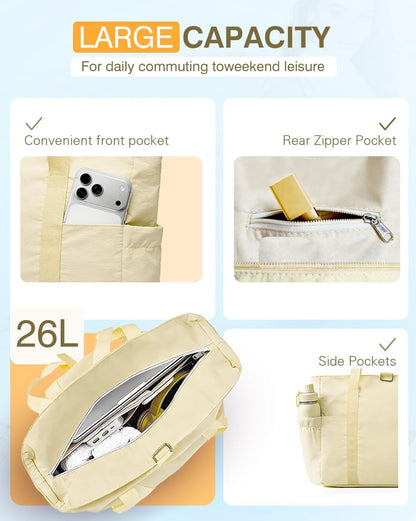 Tote Bag for Women, 26L Capacity Travel Purses Work Bag, Small Zipper Tote Bag for Travel Nurse Gym Teacher