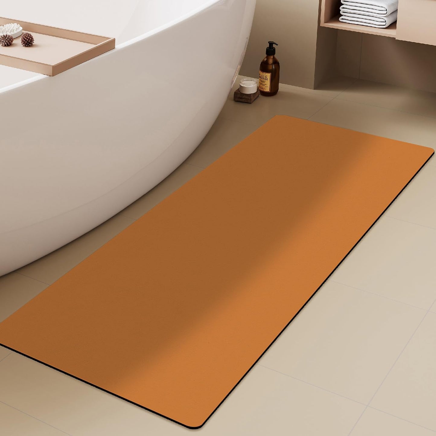 TYUU Bath Mat, Bathroom Rugs Non Slip Washable Thin Absorbent Quick Dry Bath Mat Fits Under Door Bathroom Floor Mat Perfect for Bath, Shower, or Sink 24"x36" Dark Grey
