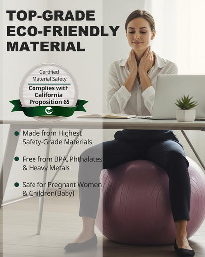 Trideer Exercise Ball Yoga Ball,Office Seating & Balance Ball Chair, Stability Ball for Pilates, Physical Therapy,Core Training & Balance Improvement & Stretching
