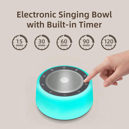 Kipcush Automatic Tibetan Singing Bowl Sound Machine – 11 Healing Tones, Touch Control Night Light, Smart Timer & Memory, Plug-in Sound Therapy Device for Yoga, Meditation, Sleep & Stress Relief