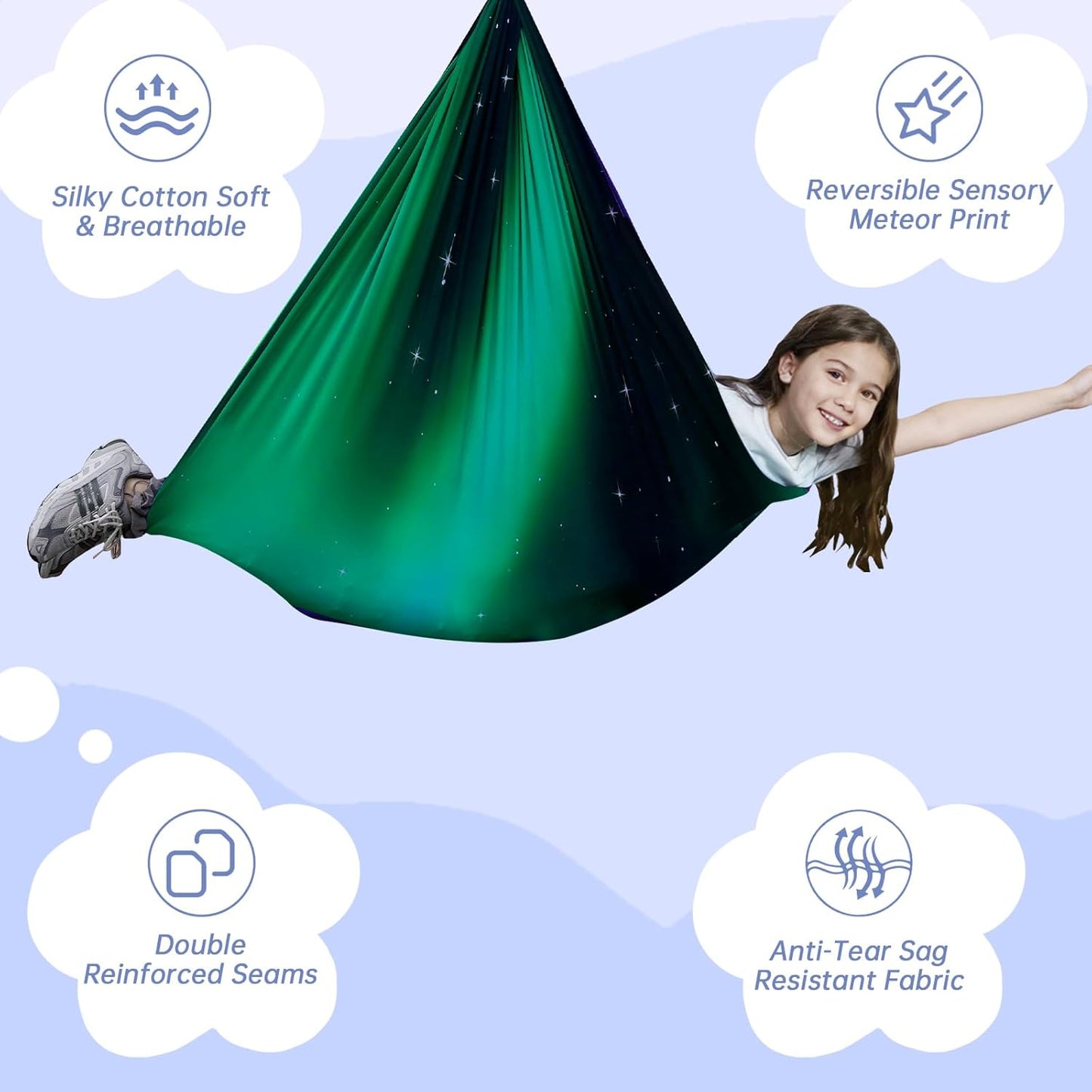 Aokitec Therapy Swing for Kids with Special Needs (Hardware Included) Snuggle Swing Cuddle Hammock Indoor Adjustable Aerial Yoga for Children with Autism, ADHD, Asperger, Sensory Integration