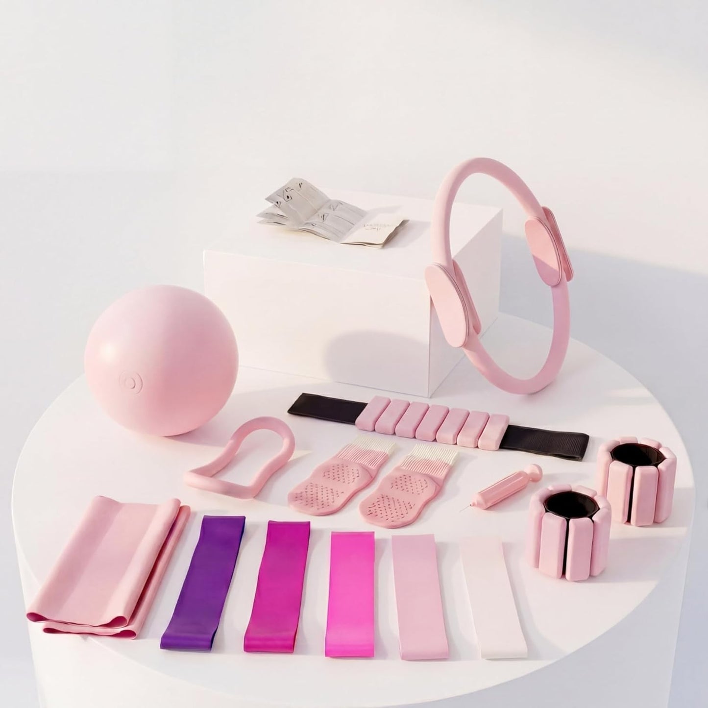 Pilates Equipment Kit for Home Workout, 16 pcs Pilates Kit With Weights for Women, Pilates Ring Set, Pilates Ball Accessories Kit, Grip Socks, Home Pilates Workout Kit, Pilates Set Equipment