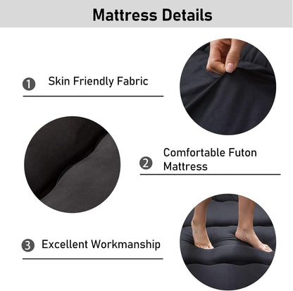 MAXYOYO Bohemian Retro Mattress Boho Floral Japanese Futon Mattress Tatami Floor Mat Foldable Portable Camping, Sleeping Pad, Lounger Couch Bed Full Size