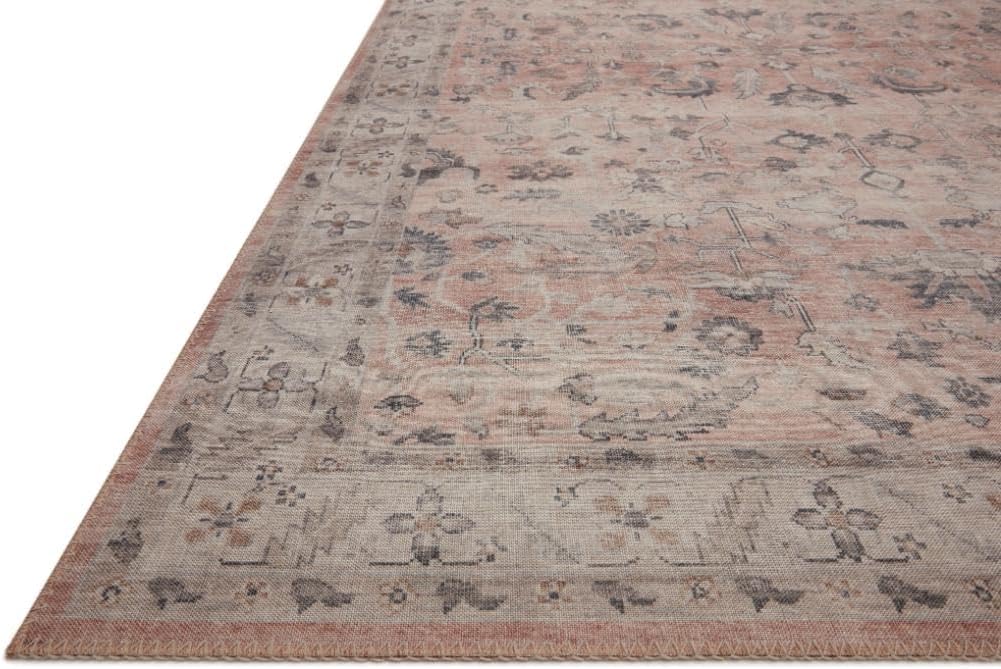 Loloi Hathaway Collection HTH-06 Blush/Multi 2'-6" x 7'-6", .25" Thick, Runner Rug, Soft, Durable, Printed, Modern, Low Pile, Non-Shedding, Easy Clean, Living Room Rug