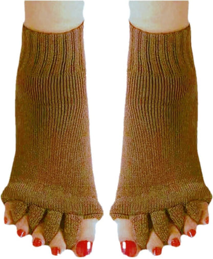 Women Toe Separator Socks Toeless Foot Alignment Socks for Yoga GYM Massage Pain Relief Improves Circulation Stretchy