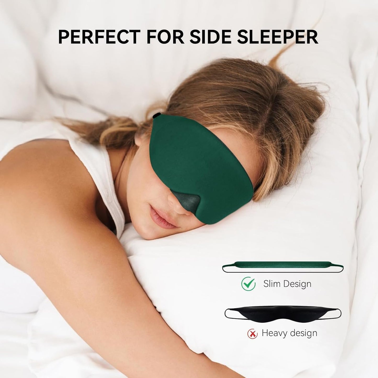 Mavogel Cotton Sleep Eye Mask - Updated Design Light Blocking with Adjustable Nose Bridge, Soft and Comfortable Night Eye Mask for Men Women, Eye Blinder for Shift Work, Includes Travel Pouch, Black