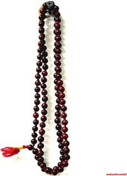 IS4A 8mm Red (Rosewood) Wood Japa Mala Beads Necklace Beads 108 + 1 Hand Knotted Meditation Prayer