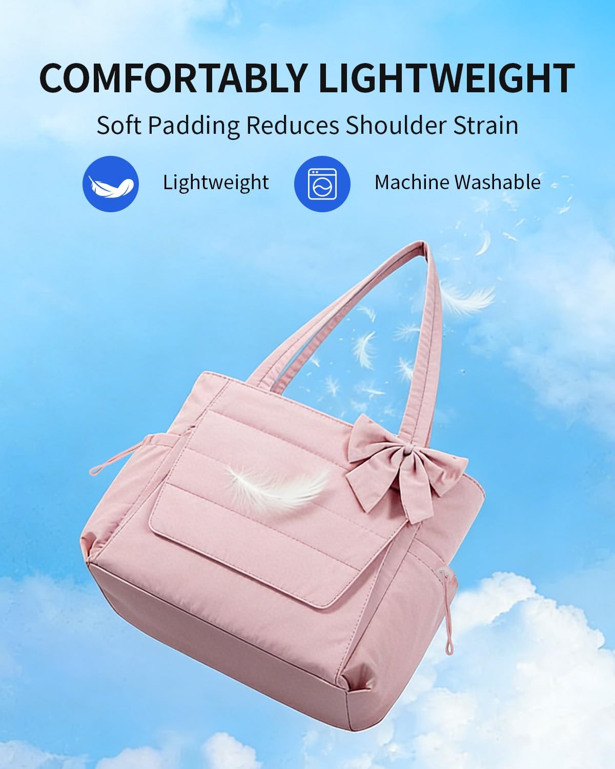 Wandering Nature Bow Tote Bag for Work Fits 40oz Tumbler, Yoga Bag with Wet Pocket & Yoga Mat Pocket, Commute, Gym, Travel