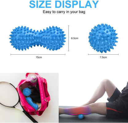 URAQT Spiky Massage Ball Set, 2 Pack Physical Therapy Massage Balls, Hard Lacrosse Ball & Spiky Massage Ball for Myofascial Release and Trigger Point Deep Tissue Massage (Red)