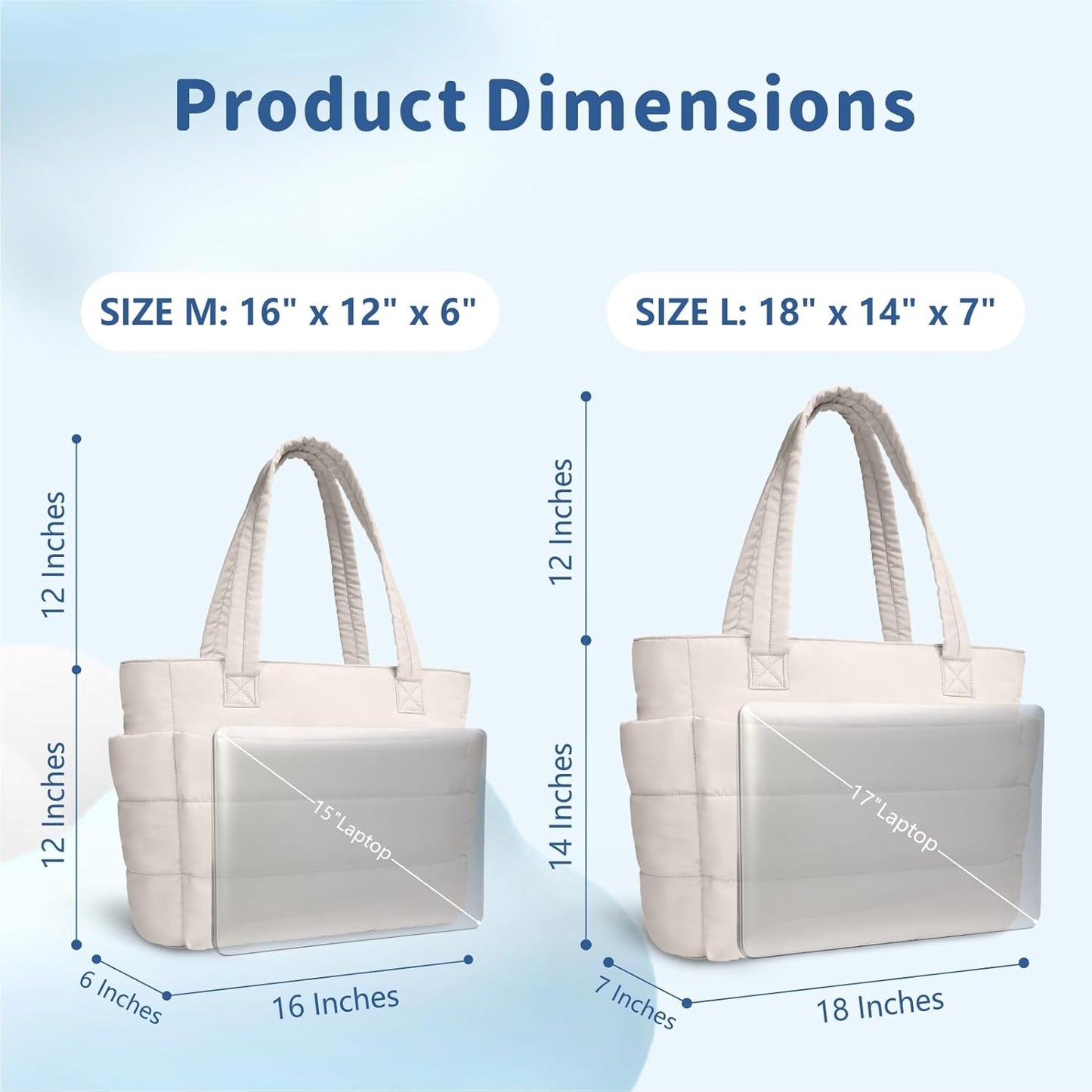 TOPDesign Puffer Tote Bag for Women, Lightweight Puffy Handbag with Compartments, Quilted Shoulder Bag for Work, Travel, Gym - Colors B