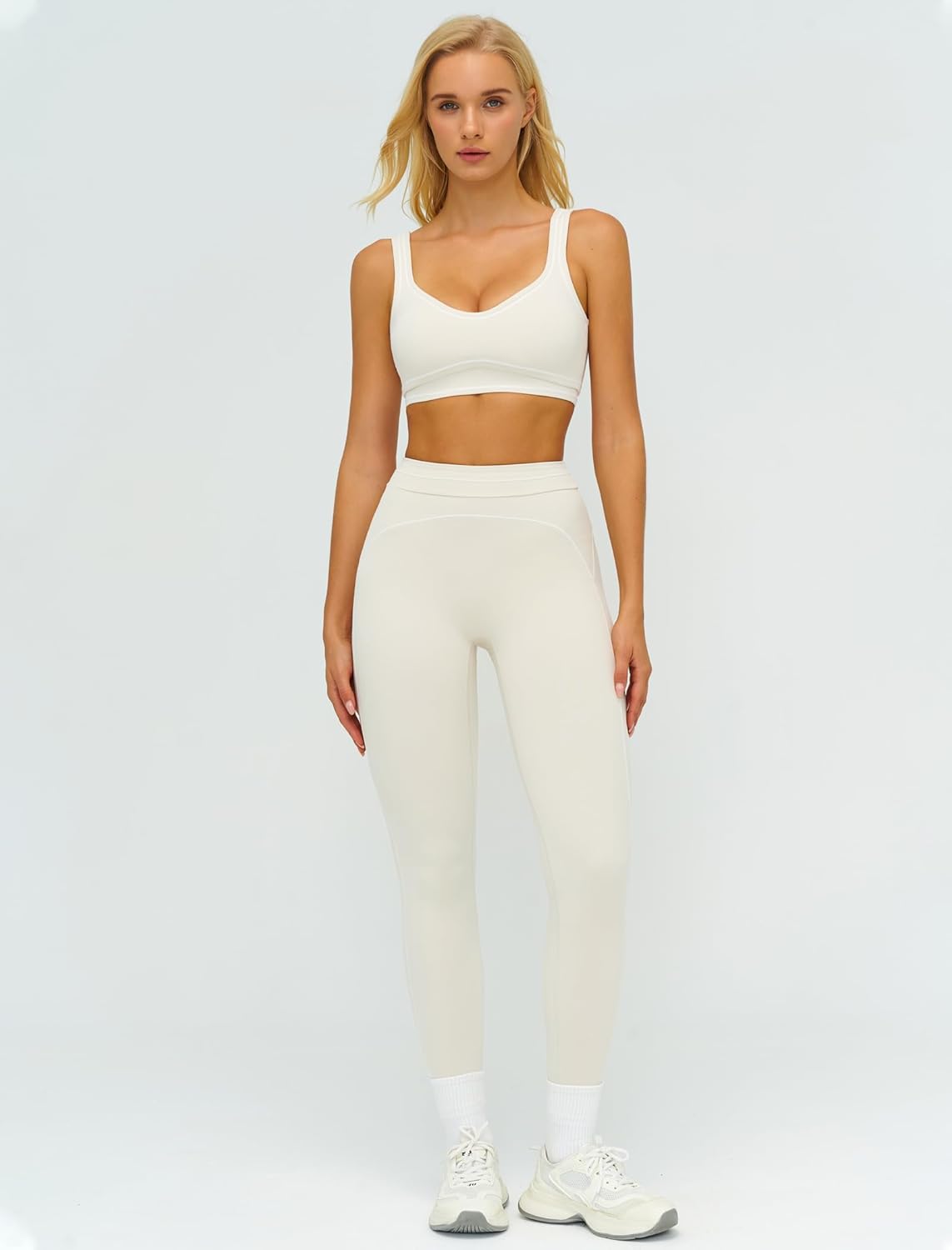 Women 2 Piece Workout U Back Color Block Sports Bra High Waist Tummy Control Active Leggings Yoga Pilates Outfits