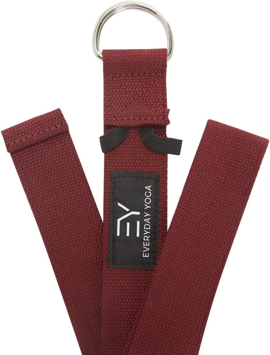 Everyday Yoga Strap with Metal D-Ring - Durable Stretching Strap for Yoga, Pilates, Flexibility & Physical Therapy (6ft, 8ft, 10ft)