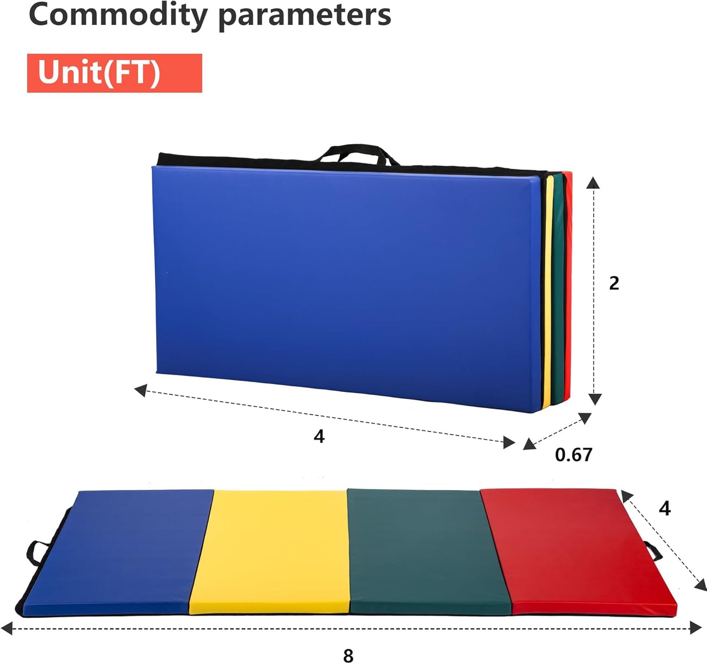 Yoga Mat Thick 2 Inch Workout Flooring for Home Gym - Exercise, Gymnastics, Tumbling, Pilates, Dance Equipment - Foldable Foam Play Mat for Kids and Adults