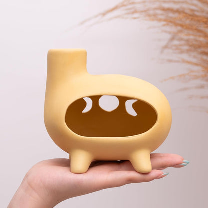 MOUGIGI Terracotta Palo Santo Holder - Modern Chiminea Incense Burner for Yoga, Meditation, and Energy Cleansing - Wood Sticks Dish, Sage Ash Catcher, Smudge Bowl, Cone Burner - Unique Meditation Gift