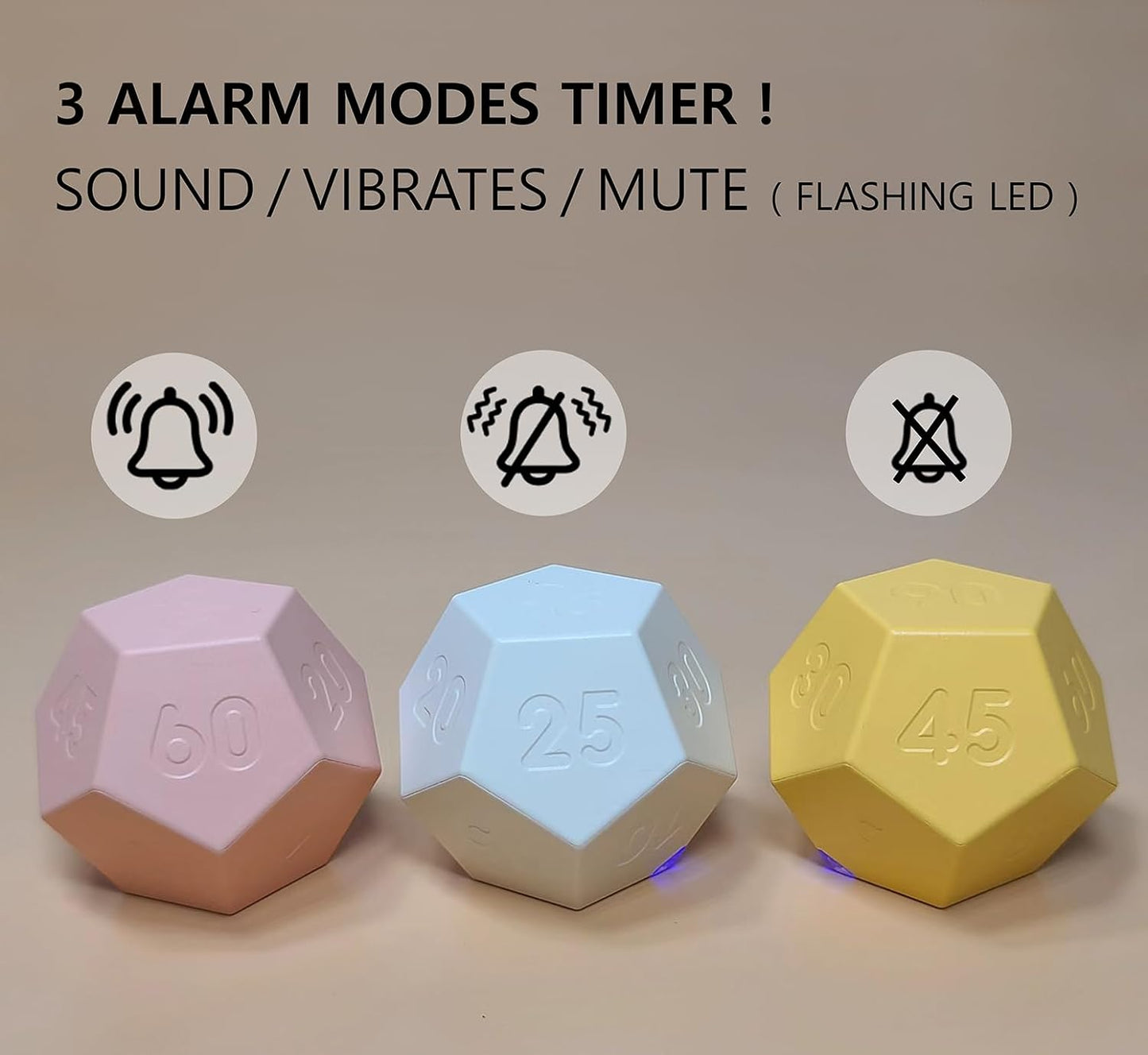 Cube Pomodoro Timer - Flip to Start Countdown, Rechargeable Mini Productivity Timer for Study, Office, 11 Preset Times, Silent/Vibration, Time Management Tool for Kids & ADHD (Yellow)